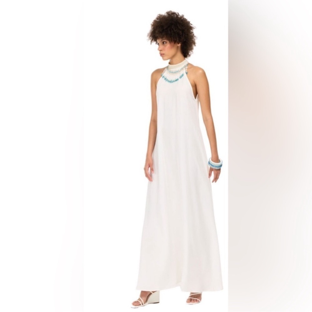 NWT My Beachy Side - Beaded Halter Cover-up Maxi Dress Collar Size small